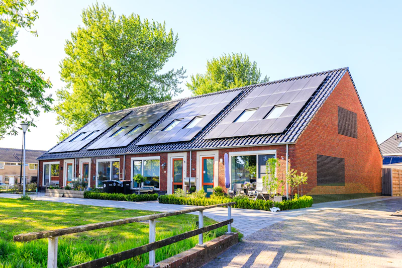 Woning met een dak vol zonnepanelen